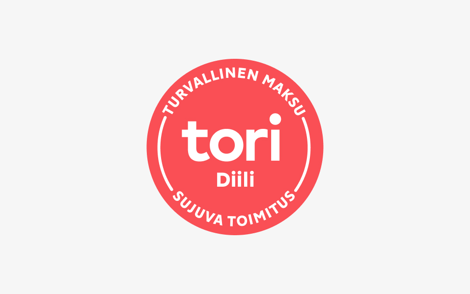 Punainen ympyrä, jonka sisällä lukee "ToriDiili – turvallinen maksu, sujuva toimitus"